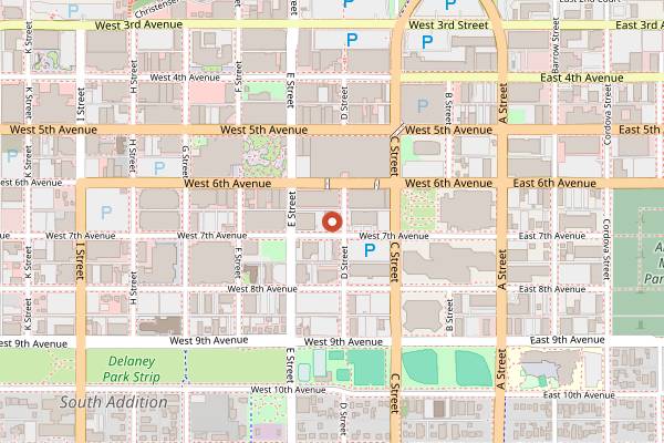 Map showing Bernie's Bungalow Lounge in Anchorage