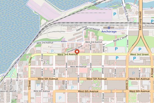 Map showing 49th State Brewing Company in Anchorage