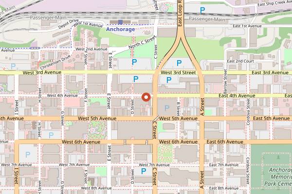 Map showing Avenue Bar in Anchorage