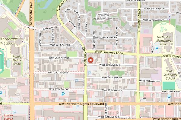 Map showing Chilkoot Charlie's in Anchorage