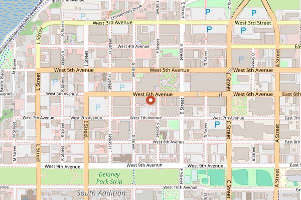 Map showing Humpy's Great Alaskan Alehouse in Anchorage