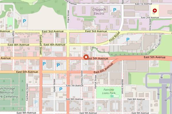 Map showing Van's Dive Bar in Anchorage