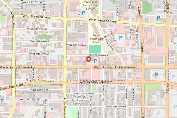 Map showing Bombay Deluxe Indian Restaurant in Anchorage