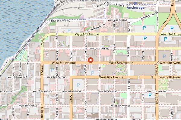 Map showing Glacier BrewHouse in Anchorage