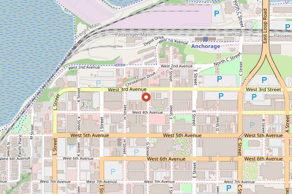 Map showing Sacks Cafe in Anchorage