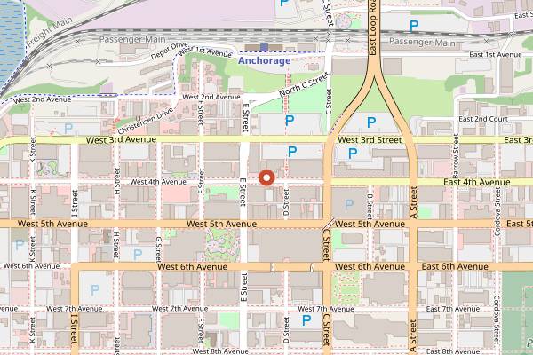 Map showing Red Umbrella Reindeer in Anchorage