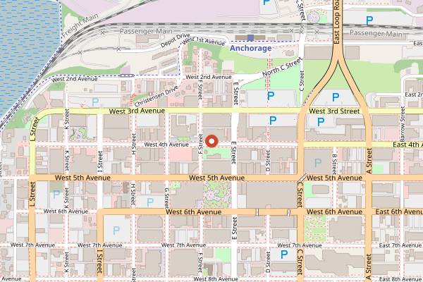 Map showing Tia's Gourmet Sausage in Anchorage