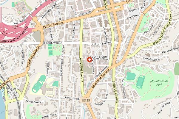 Map showing Wicked Weed Funkatorium in Asheville