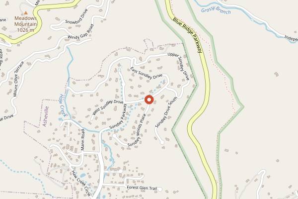 Map showing Asheville Mountain Kitchen Cooking School in Asheville