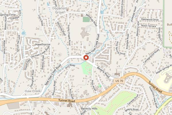 Map showing Creekside Taphouse in Asheville