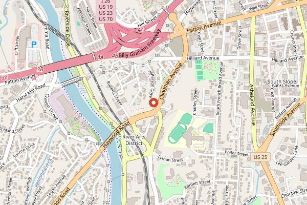 Map showing All Souls Pizza in Asheville