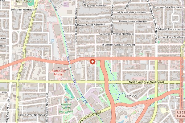 Map showing Clermont Lounge in Atlanta