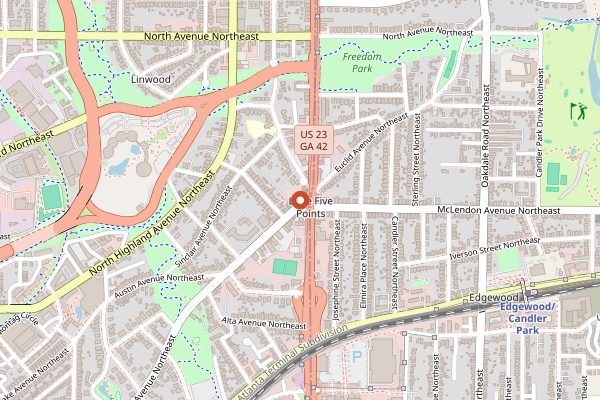Map showing The Porter Beer Bar in Atlanta