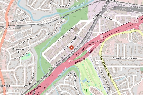 Map showing SweetWater Brewing Company in Atlanta