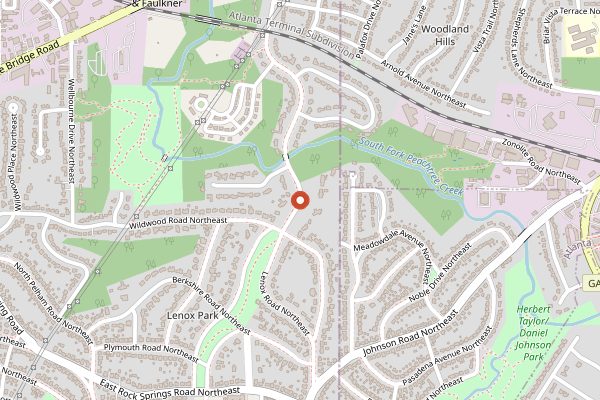 Map showing Toast on Lenox in Atlanta