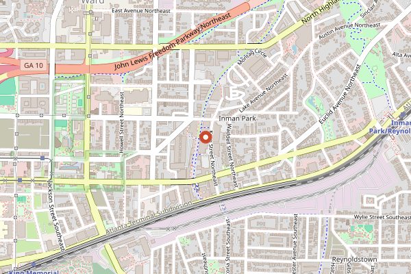 Map showing Bell Street Burritos in Atlanta