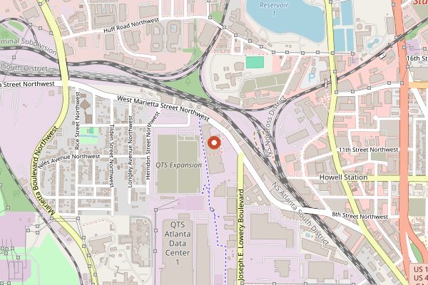 Map showing Methodical Coffee at Westside Paper in Atlanta