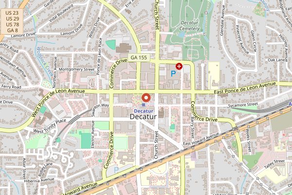 Map showing Brick Store Pub in Atlanta