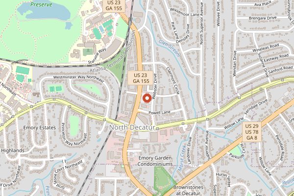 Map showing Community Q BBQ in Atlanta