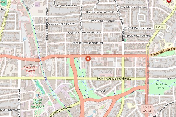 Map showing Fellini's Pizza in Atlanta