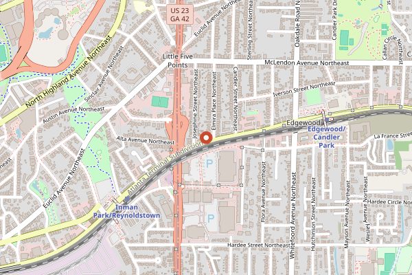 Map showing Fox Bros Bar-B-Q in Atlanta
