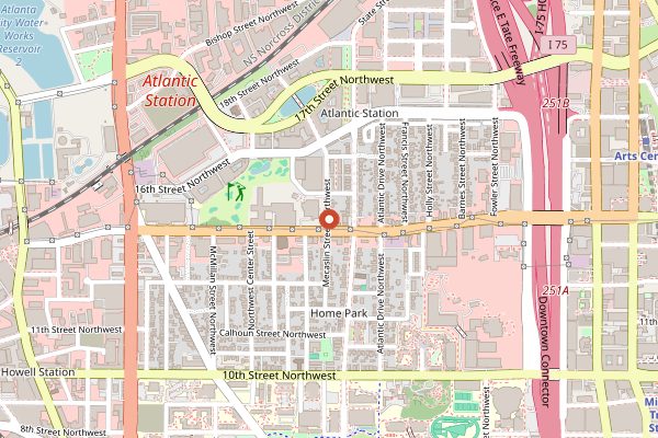Map showing Academy Coffee in Atlanta