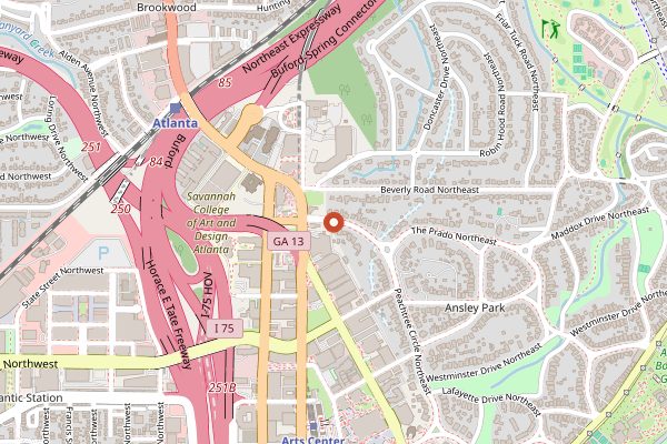 Map showing East Pole Coffee Co in Atlanta