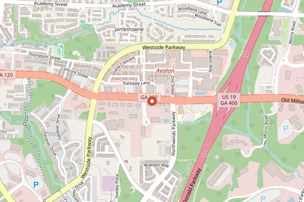 Map showing Salud Cooking School at Whole Foods Avalon in Atlanta