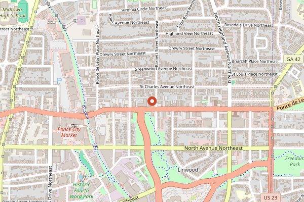 Map showing Plant Based Pizzeria in Atlanta