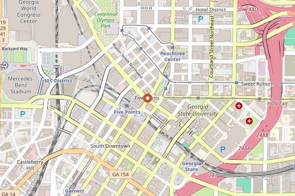 Map showing Sababa's in Atlanta
