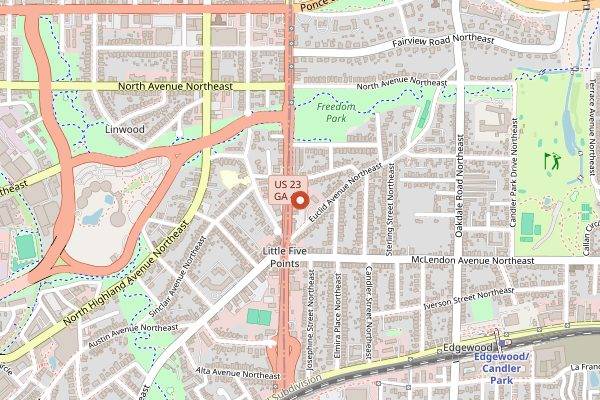 Map showing Sevananda Natural Foods Market in Atlanta