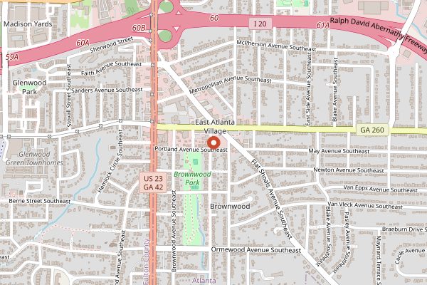 Map showing Octopus Bar in Atlanta