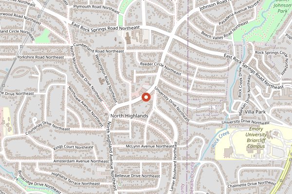 Map showing Morningside Farmers Market in Atlanta