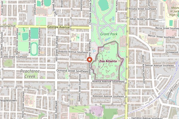 Map showing Grant Park Farmers Market in Atlanta