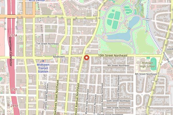 Map showing Blake's on the Park in Atlanta