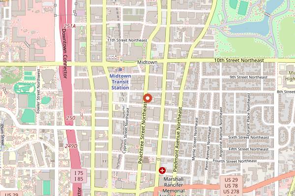 Map showing Bulldogs in Atlanta