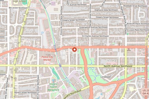 Map showing Clermont Lounge in Atlanta