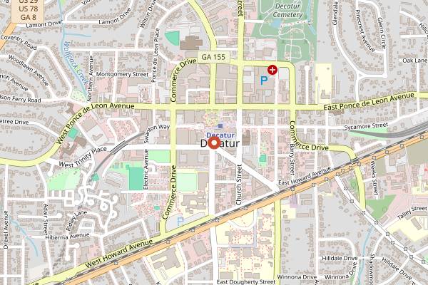 Map showing Eddie's Attic in Atlanta