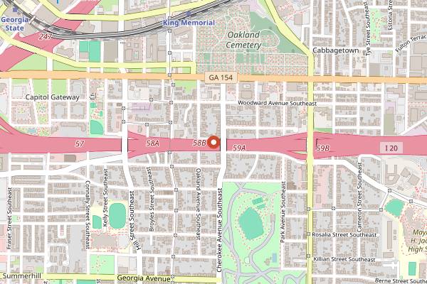 Map showing Joystick Gamebar in Atlanta