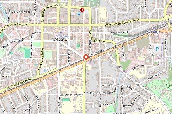 Map showing Kimball House in Atlanta