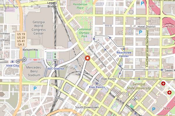 Map showing SkyLounge at Glenn Hotel in Atlanta