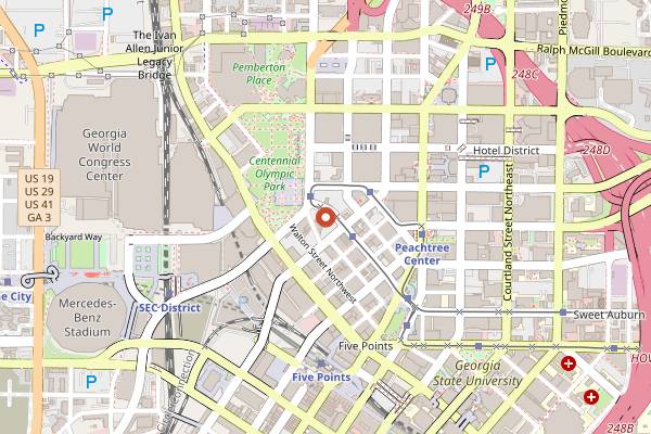 Map showing The Tabernacle in Atlanta
