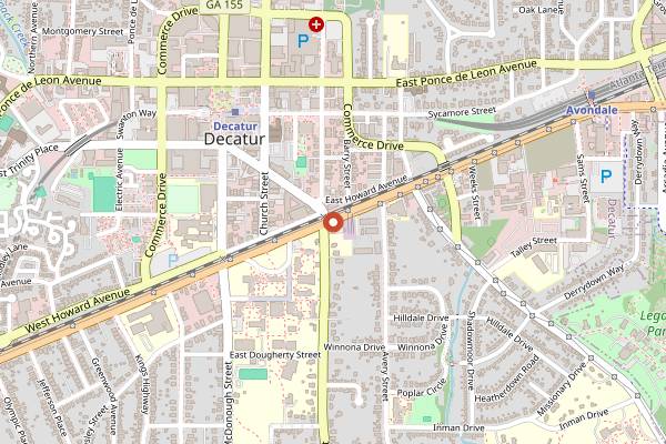 Map showing Trackside Tavern in Atlanta