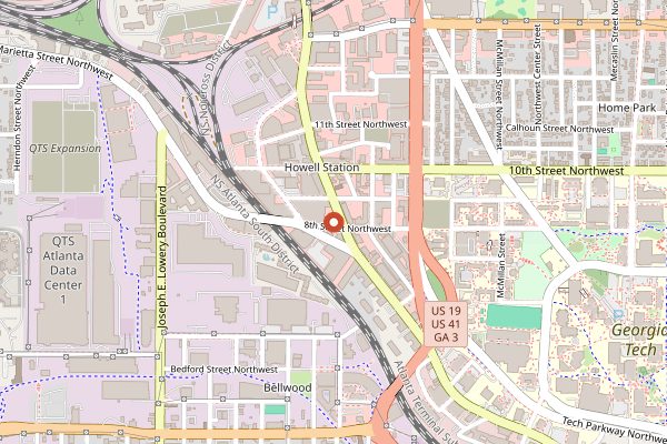 Map showing The Optimist in Atlanta