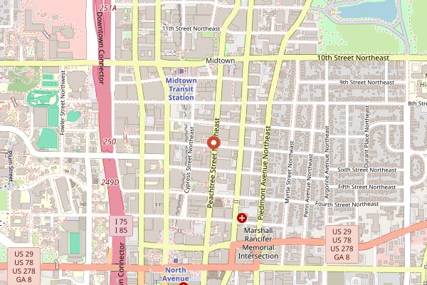 Map showing Papi's Cuban Grill in Atlanta
