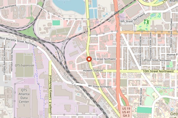 Map showing Taqueria del Sol in Atlanta