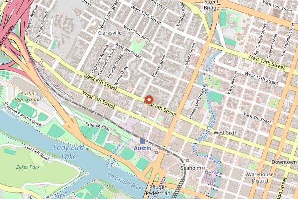 Map showing Swedish Hill in Austin