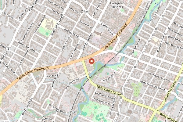 Map showing Bouldin Acres (beer garden) in Austin