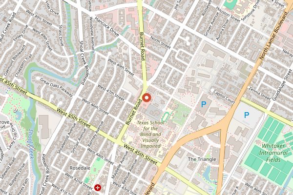 Map showing Pinthouse Pizza (Burnet Rd) in Austin