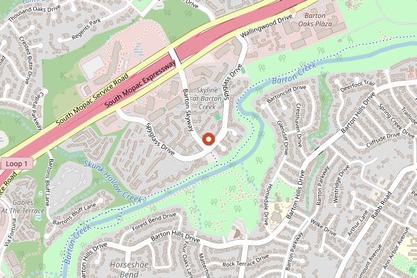 Map showing Tacodeli (Spyglass) in Austin